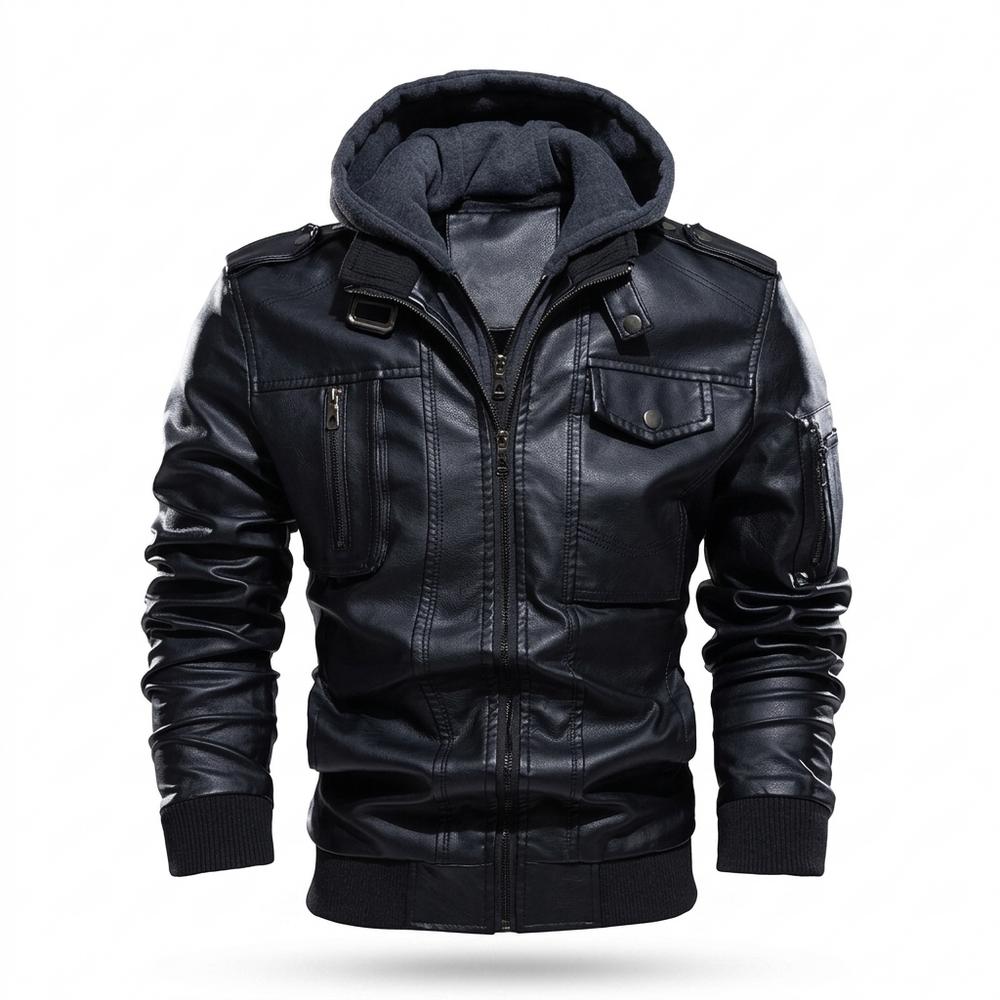 Allsaints Leather - Sanal | Hooded Layered Leather Jacket Men