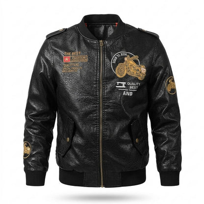 Allsaints Leather - Talan | Embroidered Zip-Up Leather Jacket Men