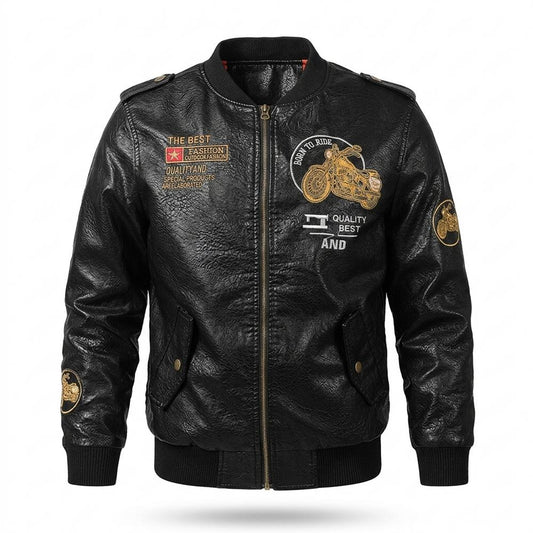 Allsaints Leather - Talan | Embroidered Zip-Up Leather Jacket Men