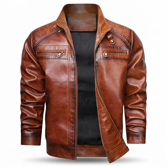 Allsaints Leather - Zelar | Quilted Zippered Leather Jacket Men
