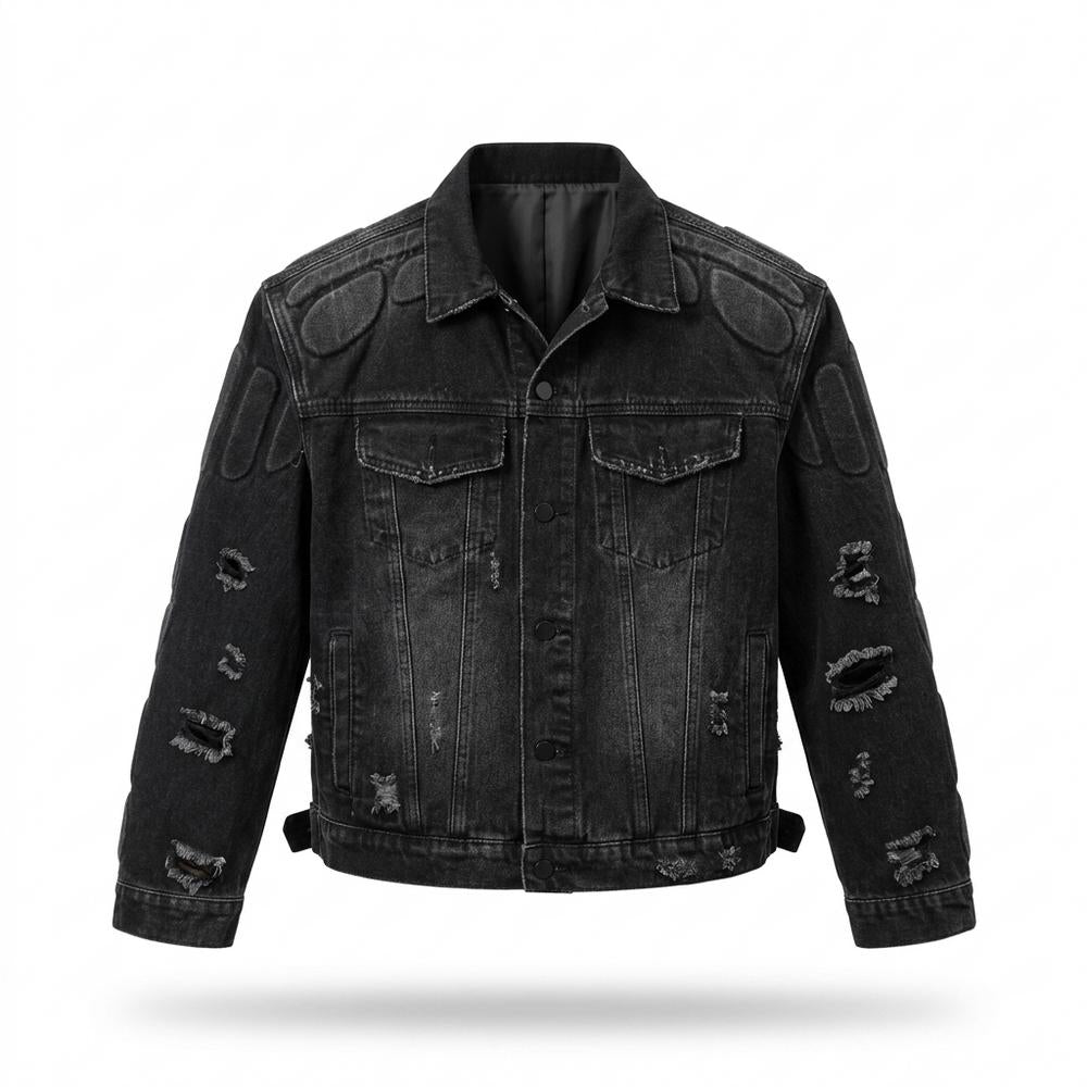 Allsaints Leather - Mirel | Padded Distressed Denim Jacket Unisex