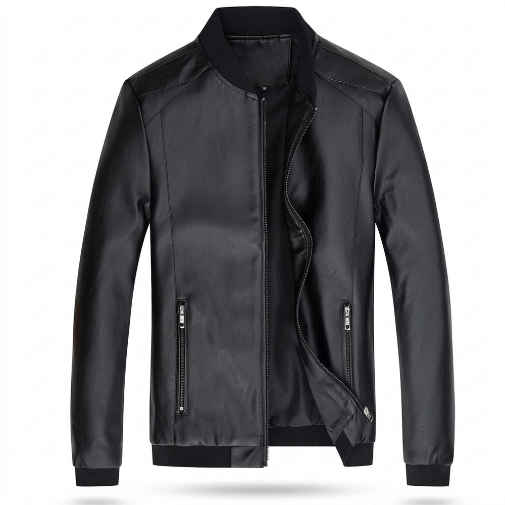 Allsaints Leather - Vemir | Zip-Up Rib-Knit Leather Jacket Men