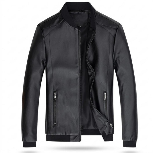 Allsaints Leather - Vemir | Zip-Up Rib-Knit Leather Jacket Men