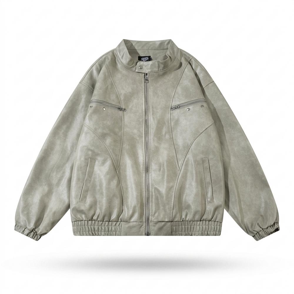 Allsaints Leather - Mowan | Washed Zip-Up Leather Jacket Unisex