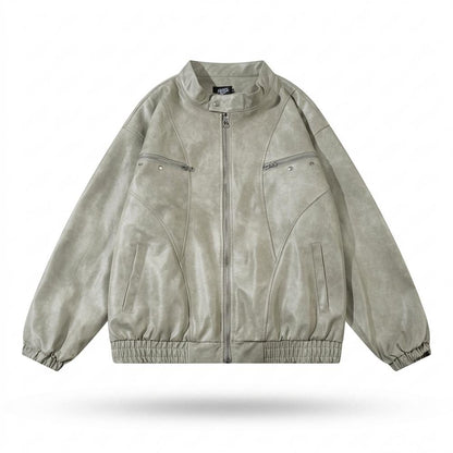 Allsaints Leather - Mowan | Washed Zip-Up Leather Jacket Unisex
