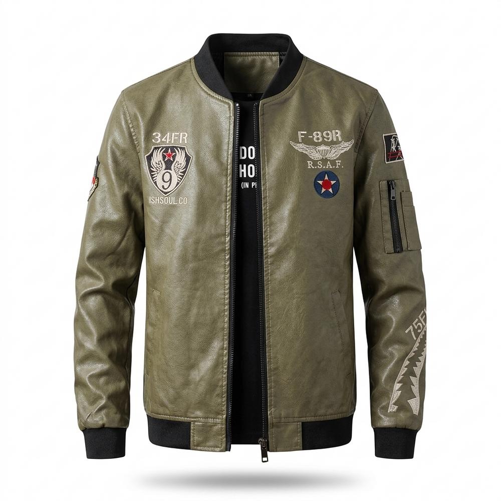 Allsaints Leather - Lemel | Embroidered Ribbed Leather Jacket Men