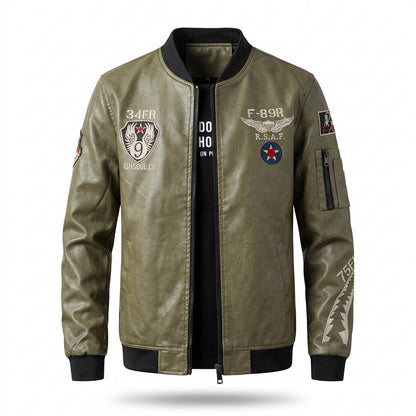 Allsaints Leather - Lemel | Embroidered Ribbed Leather Jacket Men