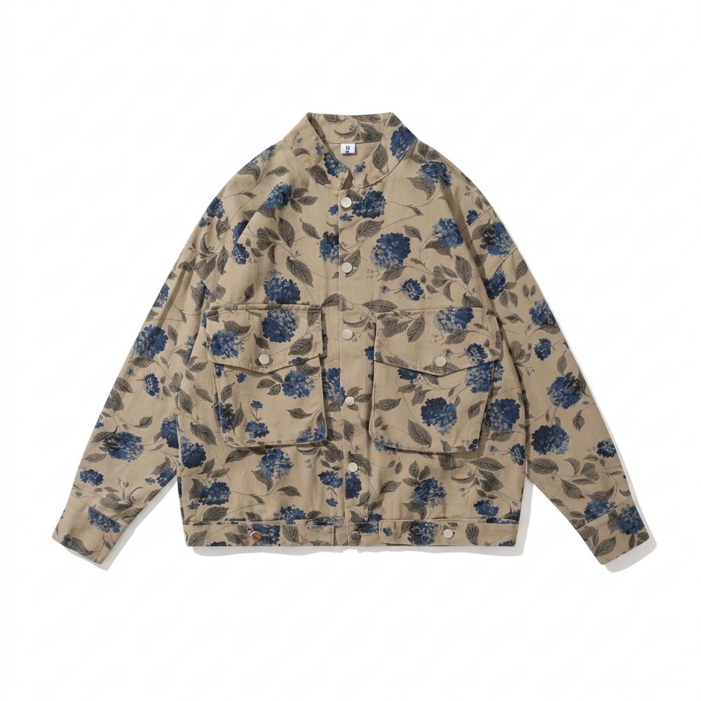 Allsaints Leather - Nabok | Floral-Print Button-Front Jacket Unisex