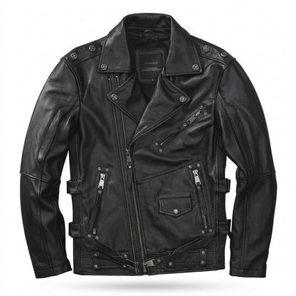 Allsaints Leather - Komid | Asymmetrical Belted Leather Jacket Men