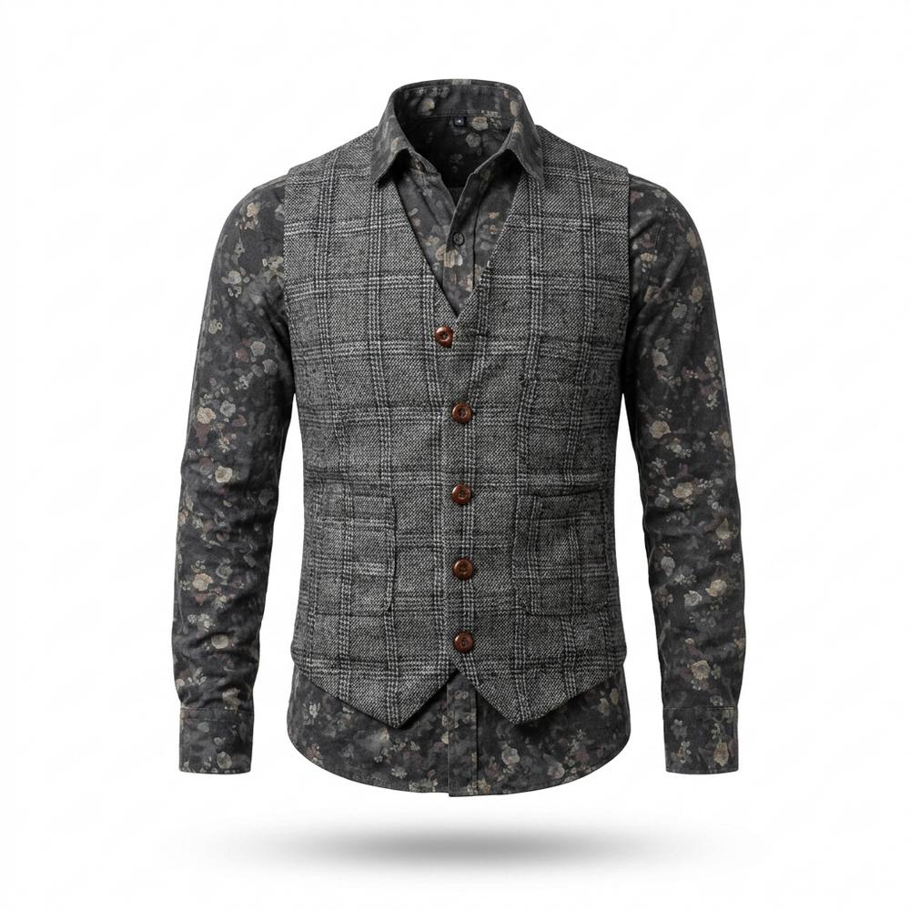 Allsaints Leather - Lalan | Plaid Slim-Fit Vest Men