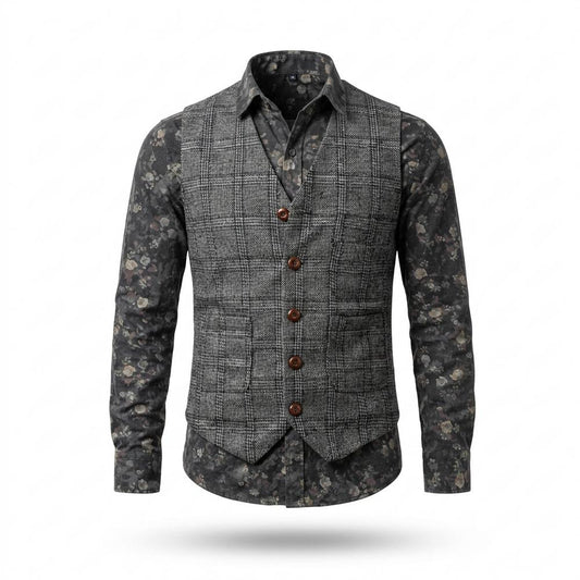 Allsaints Leather - Lalan | Plaid Slim-Fit Vest Men