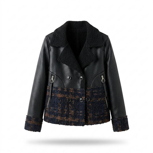 Allsaints Leather - Masel | Mixed-Material Double-Breasted Jacket Women