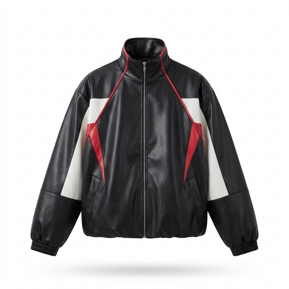 Allsaints Leather - Yuket | Color-Block Zip-Up Leather Jacket Unisex