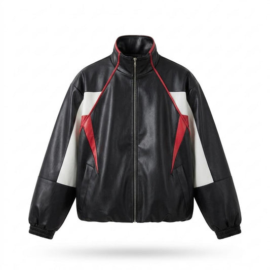 Allsaints Leather - Yuket | Color-Block Zip-Up Leather Jacket Unisex