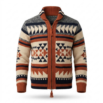 Allsaints Leather - Nozan | Jacquard Zip-Up Knit Cardigan Men