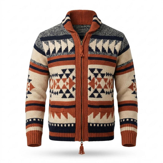 Allsaints Leather - Nozan | Jacquard Zip-Up Knit Cardigan Men