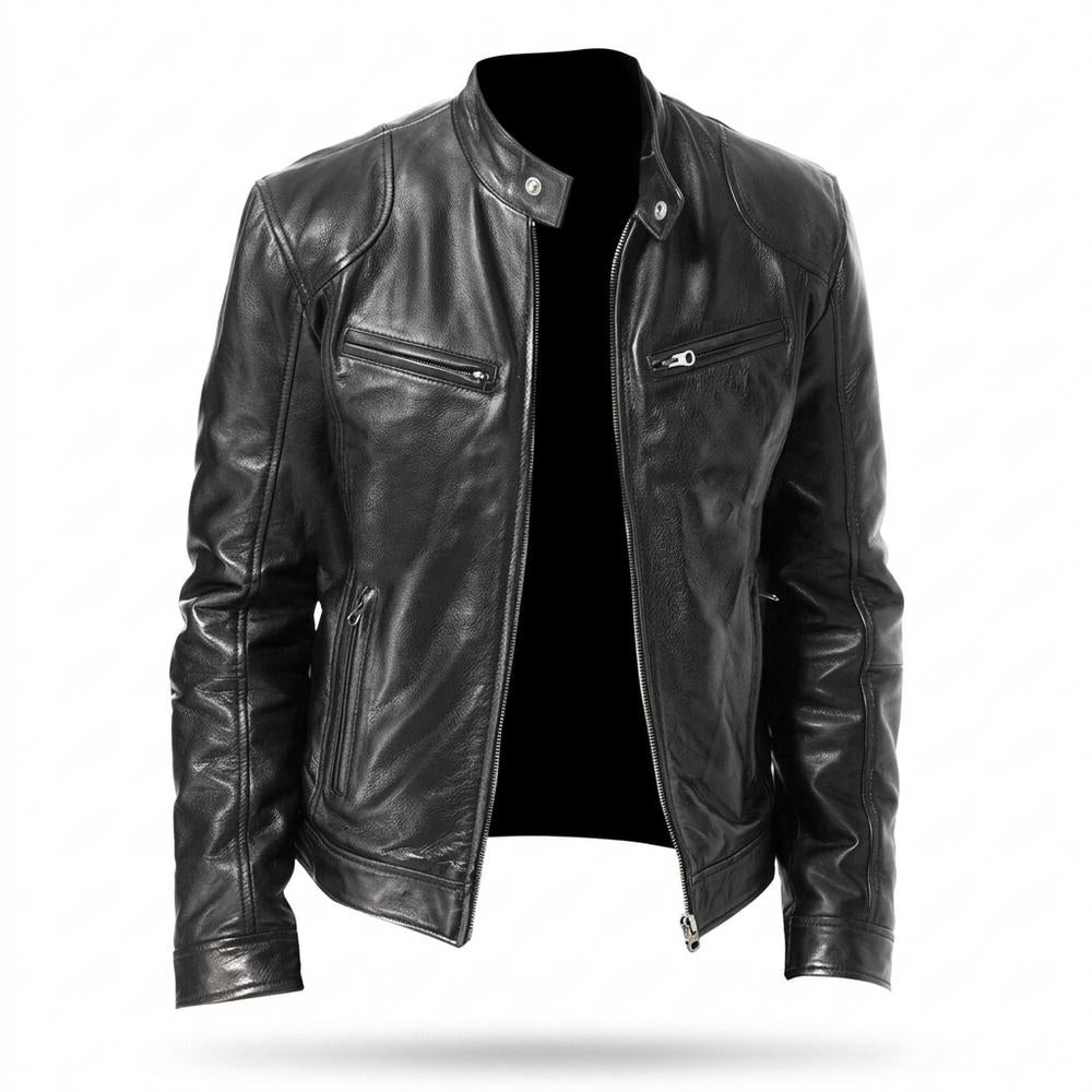 Allsaints Leather - Maver | Zippered Stand-Collar Leather Jacket Men