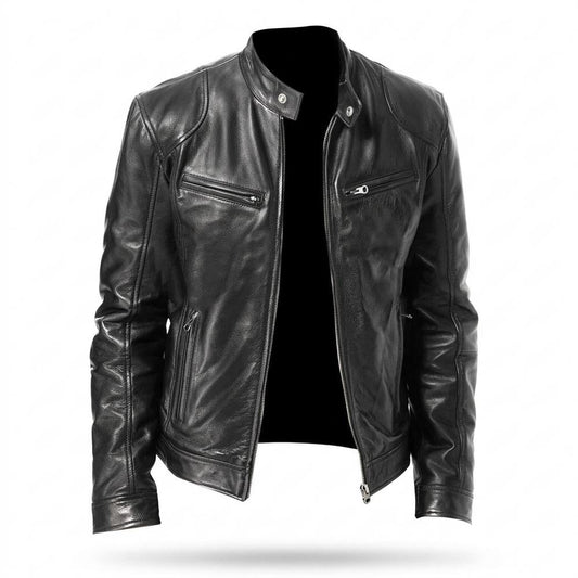 Allsaints Leather - Maver | Zippered Stand-Collar Leather Jacket Men