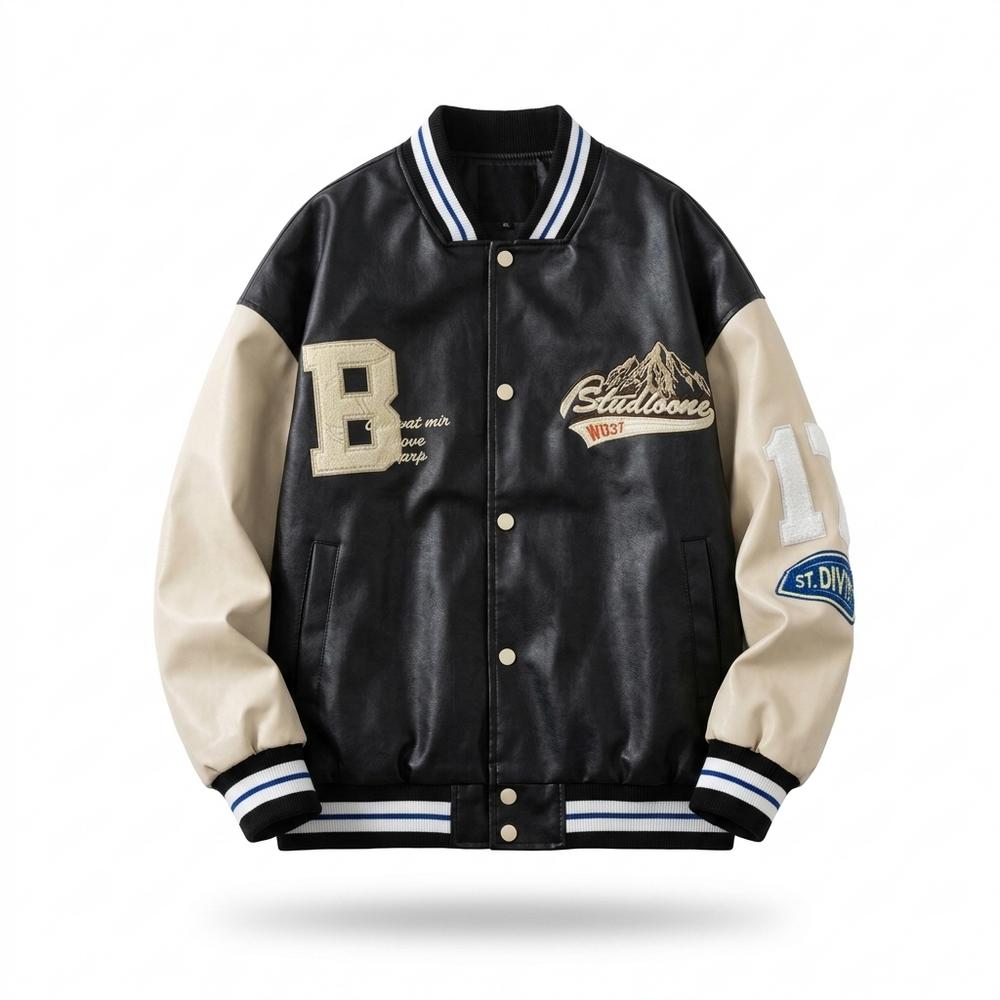 Allsaints Leather - Raser | Embroidered Color-Block Jacket Unisex