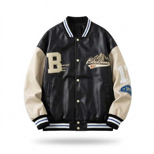Allsaints Leather - Raser | Embroidered Color-Block Jacket Unisex
