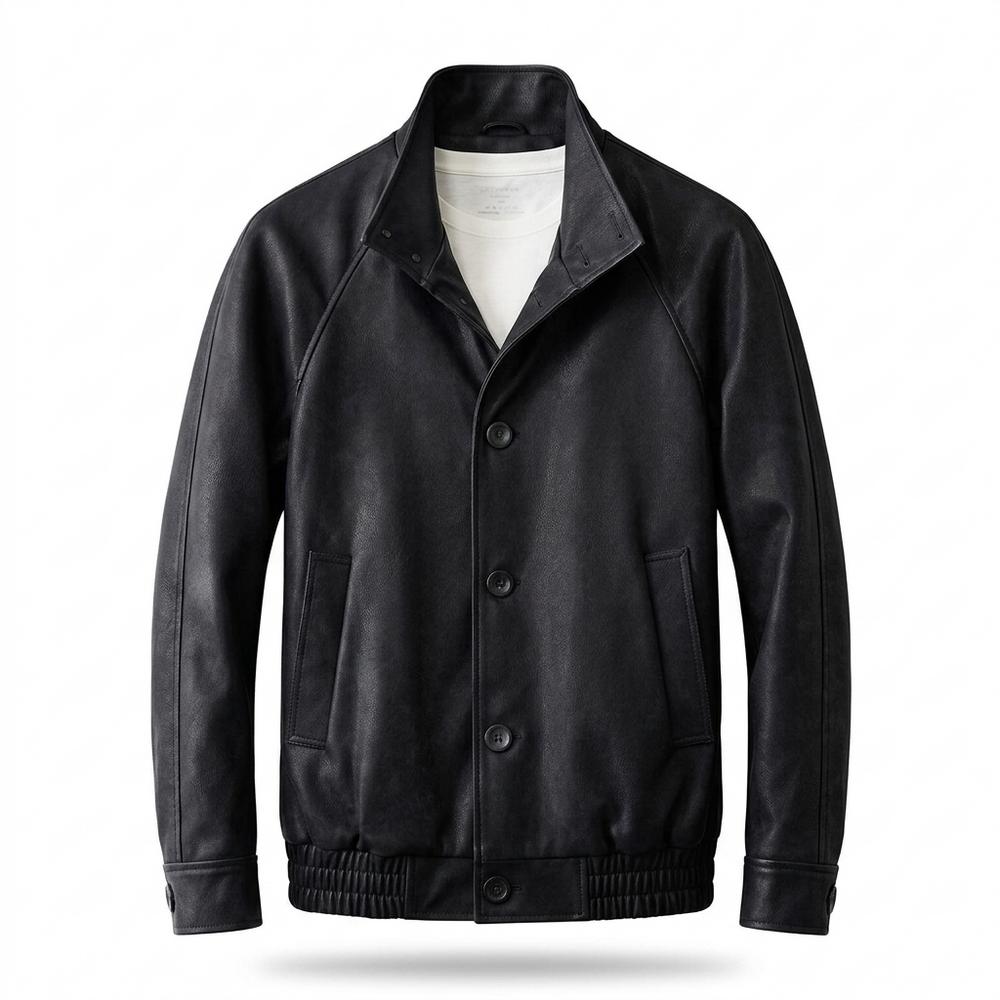 Allsaints Leather - Altal | Button-Front Raglan-Sleeve Leather Jacket Men
