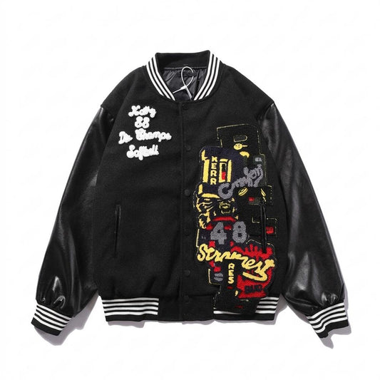 Allsaints Leather - Zamor | Embroidered Leather-Sleeved Jacket Unisex