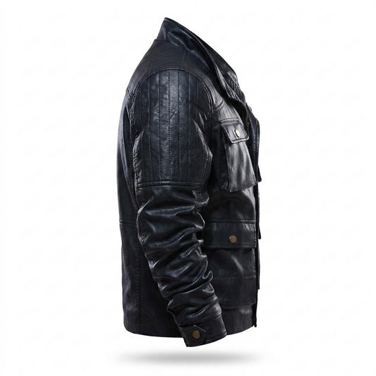 Allsaints Leather - Radus | Quilted Grained Leather Jacket Men