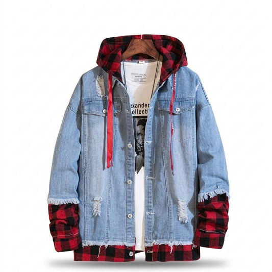 Allsaints Leather - Coken | Hooded Distressed Denim Jacket Men
