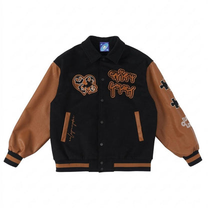 Allsaints Leather - Minal | Embroidered Color-Block Jacket Unisex