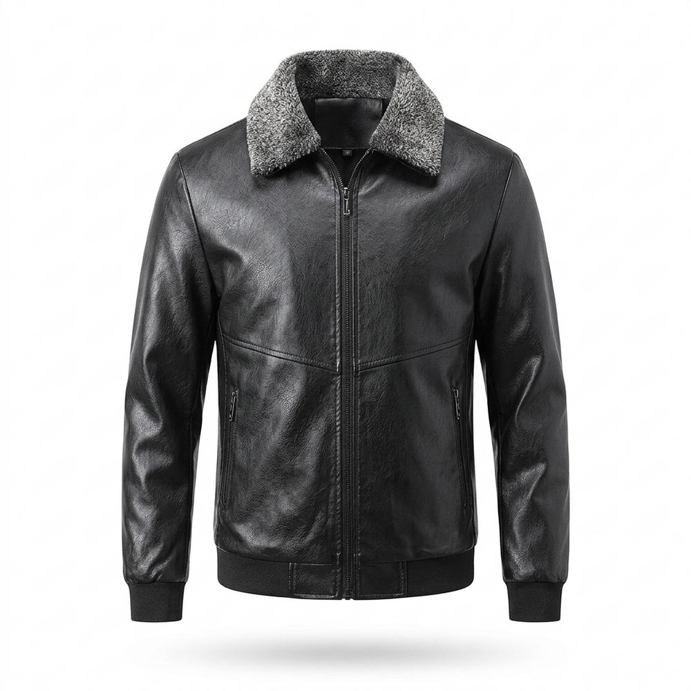 Allsaints Leather - Misen | Zip-Up Sherpa-Collar Leather Jacket Men