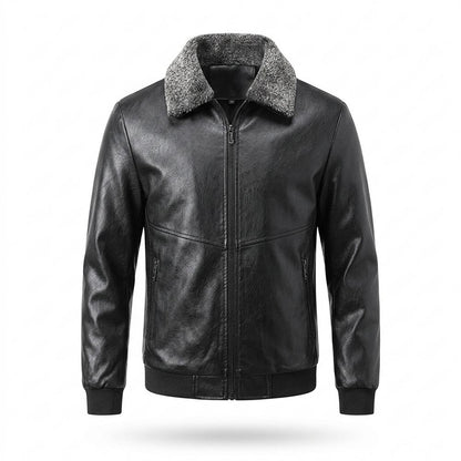 Allsaints Leather - Misen | Zip-Up Sherpa-Collar Leather Jacket Men