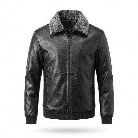 Allsaints Leather - Misen | Zip-Up Sherpa-Collar Leather Jacket Men