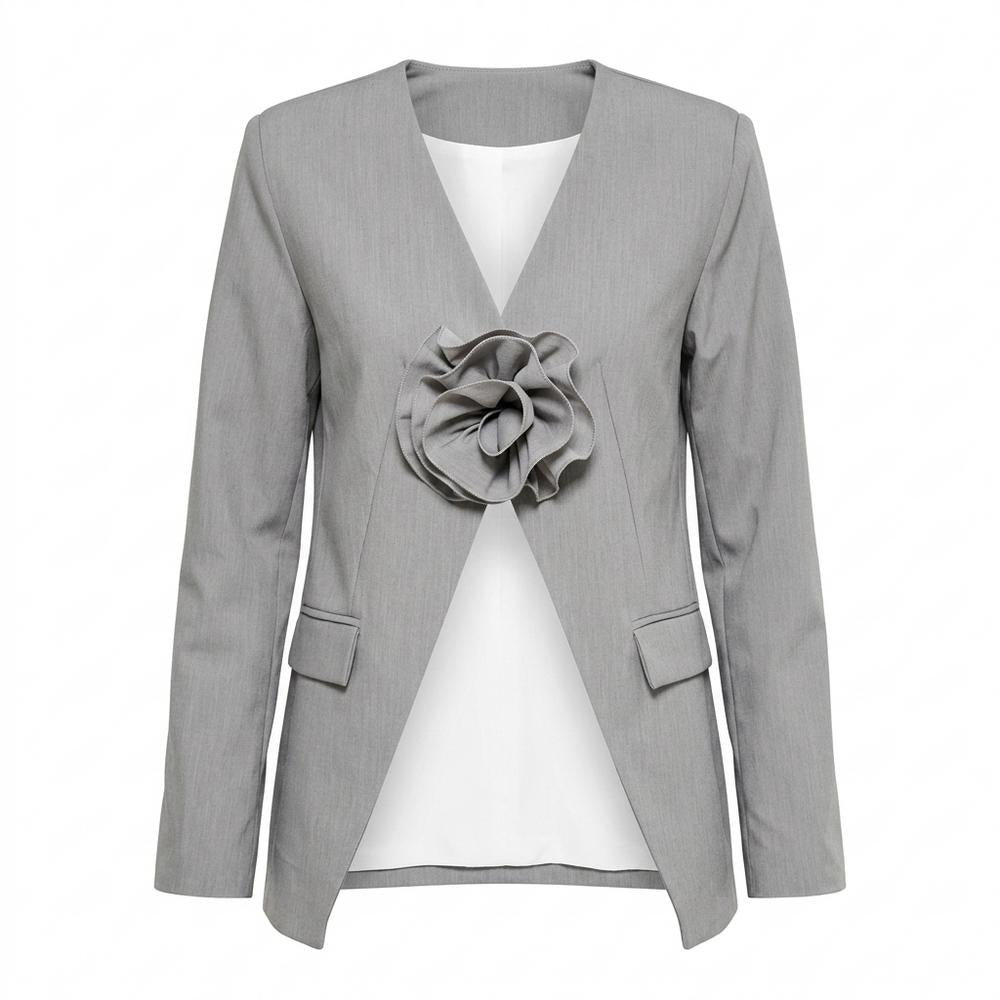 Allsaints Leather - Zalan | Collarless Flower-Appliqué Blazer Women