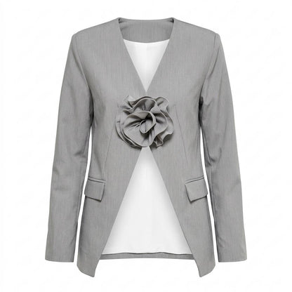 Allsaints Leather - Zalan | Collarless Flower-Appliqué Blazer Women