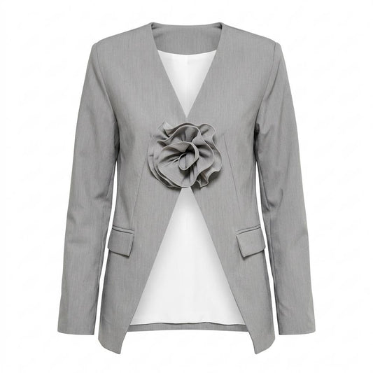 Allsaints Leather - Zalan | Collarless Flower-Appliqué Blazer Women