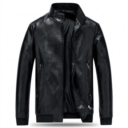 Allsaints Leather - Talom | Zippered Stand-Collar Leather Jacket Men