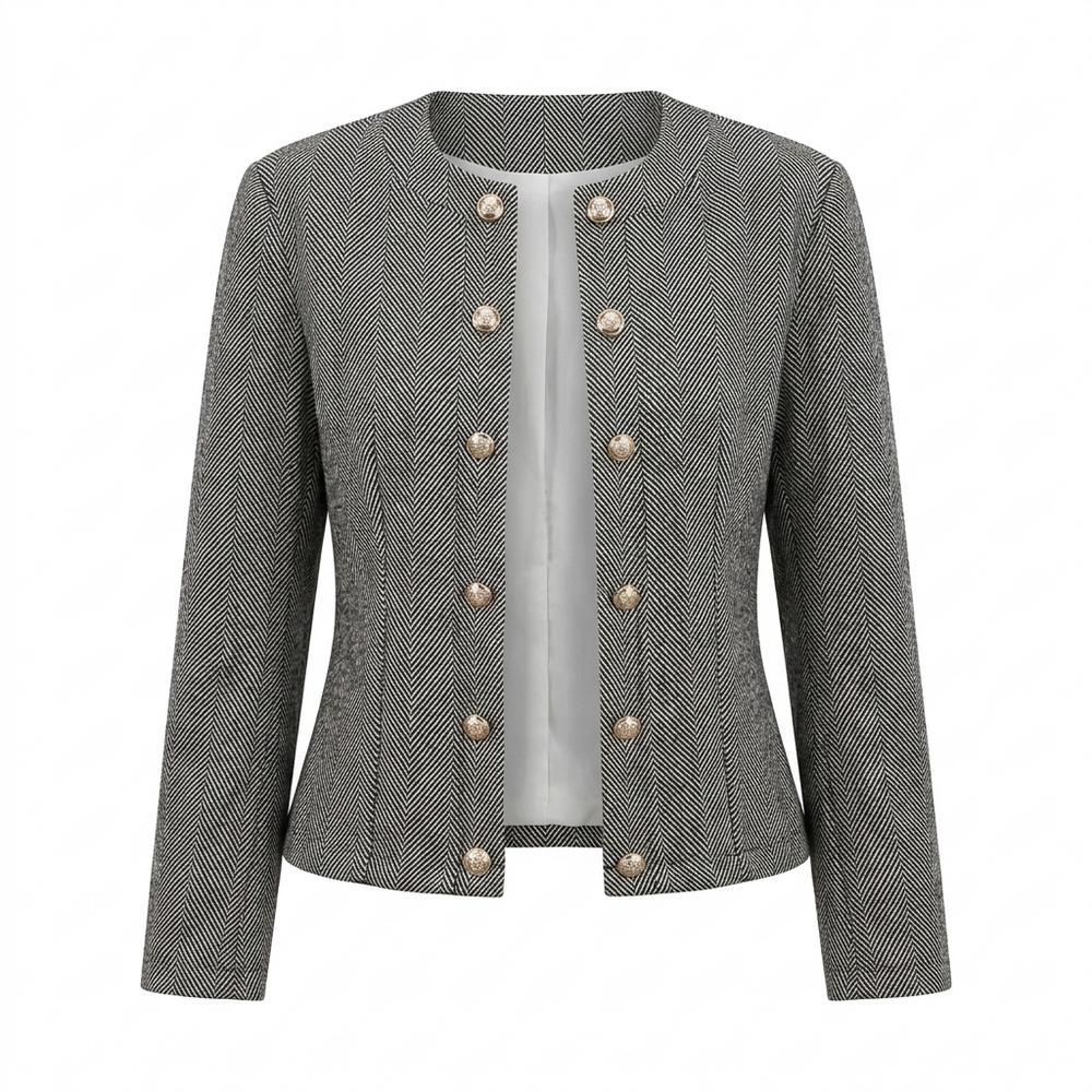 Allsaints Leather - Nivel | Herringbone Double-Breasted Jacket Women