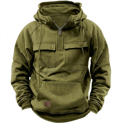 Allsaints Leather - Yosen | Quarter-Zip Multi-Pocket Hoodie Men