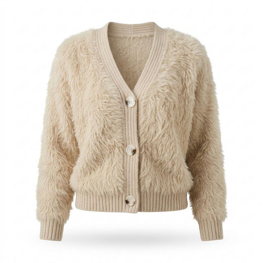 Allsaints Leather - Ailur | Fluffy V-Neck Knit Cardigan Women