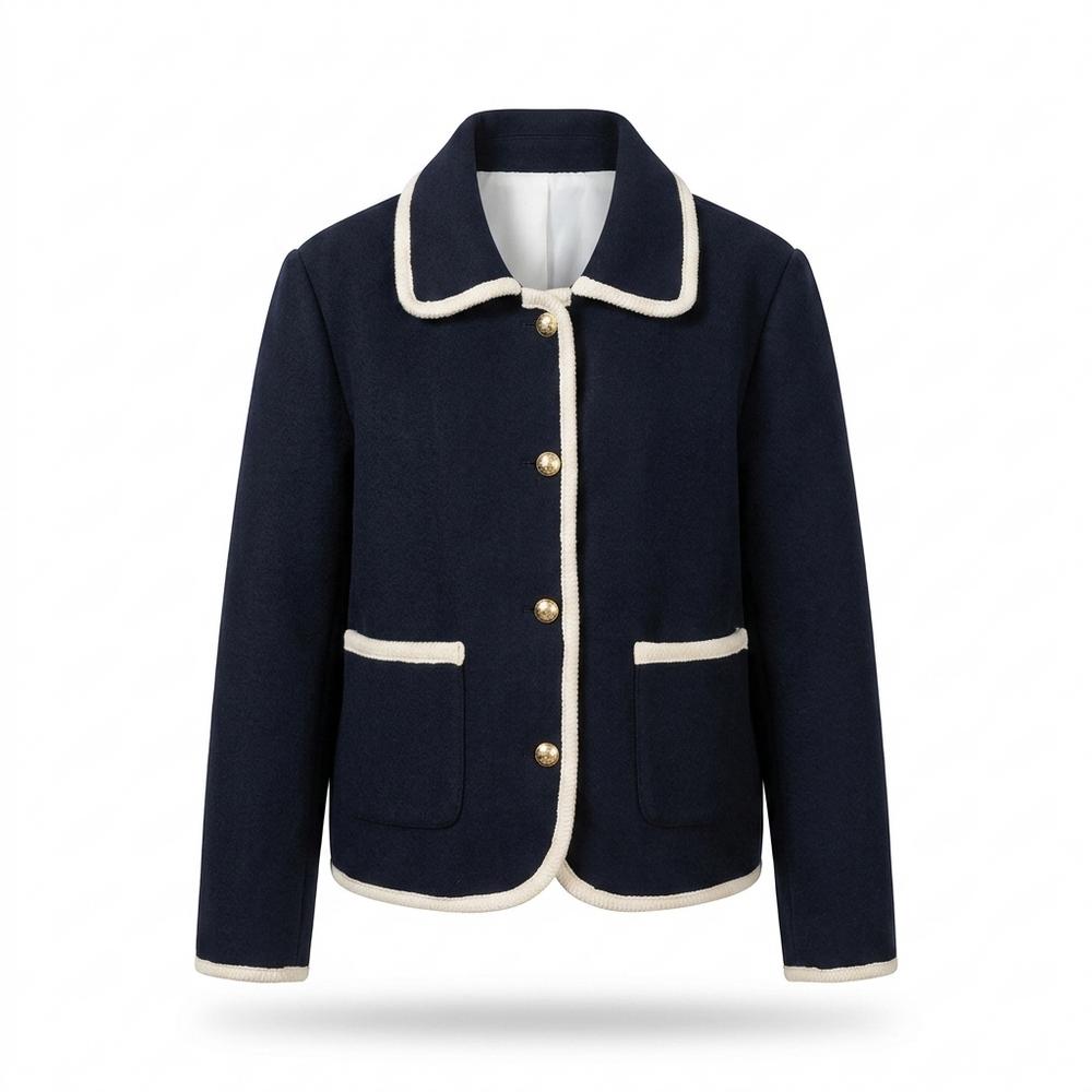 Allsaints Leather - Rihal | Contrast-Trimmed Single-Breasted Jacket Women