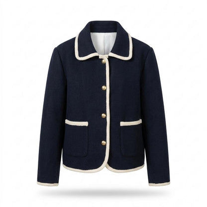 Allsaints Leather - Rihal | Contrast-Trimmed Single-Breasted Jacket Women