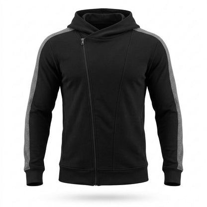 Allsaints Leather - Tahal | Asymmetrical-Zip Two-Tone Hoodie Men