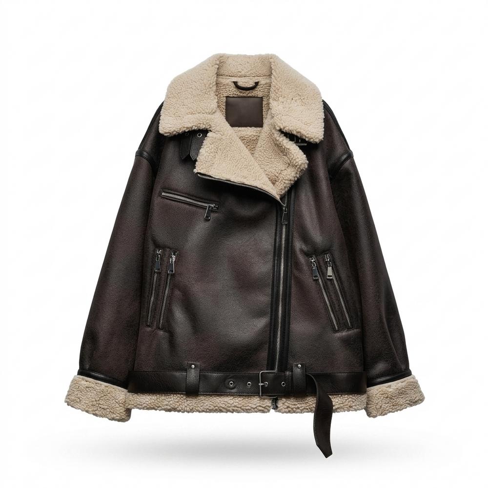 Allsaints Leather - Eltor | Shearling-Lined Oversized Leather Jacket Women