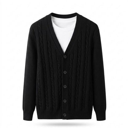 Allsaints Leather - Nelan | Cable-Knit Button-Front Cardigan Men