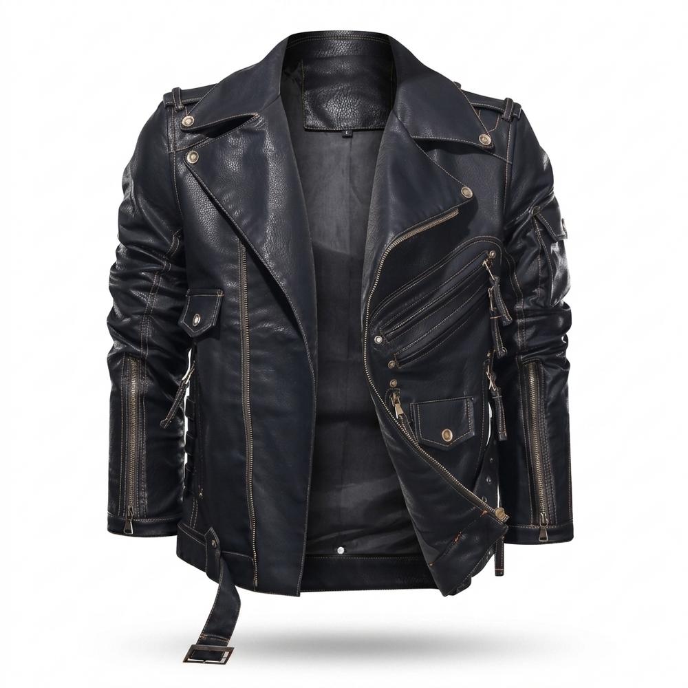 Allsaints Leather - Yudam | Asymmetrical Belted Leather Jacket Men