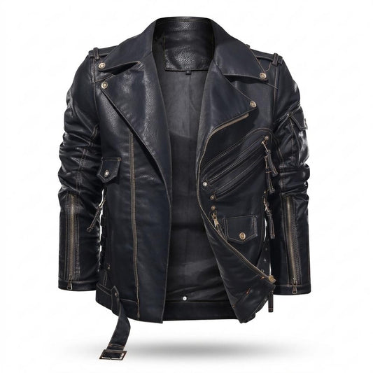 Allsaints Leather - Yudam | Asymmetrical Belted Leather Jacket Men