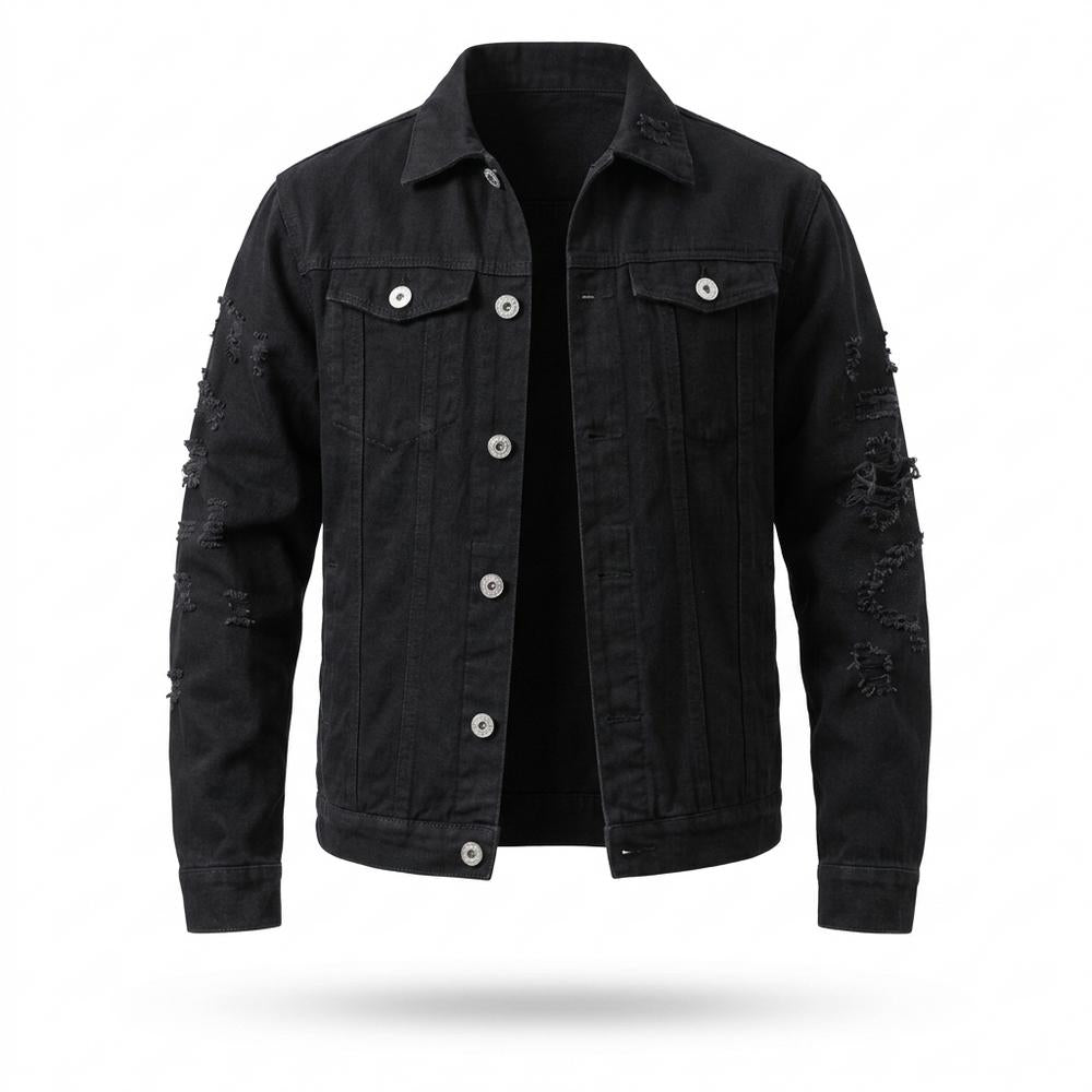 Allsaints Leather - Vibar | Distressed Button-Front Denim Jacket Men