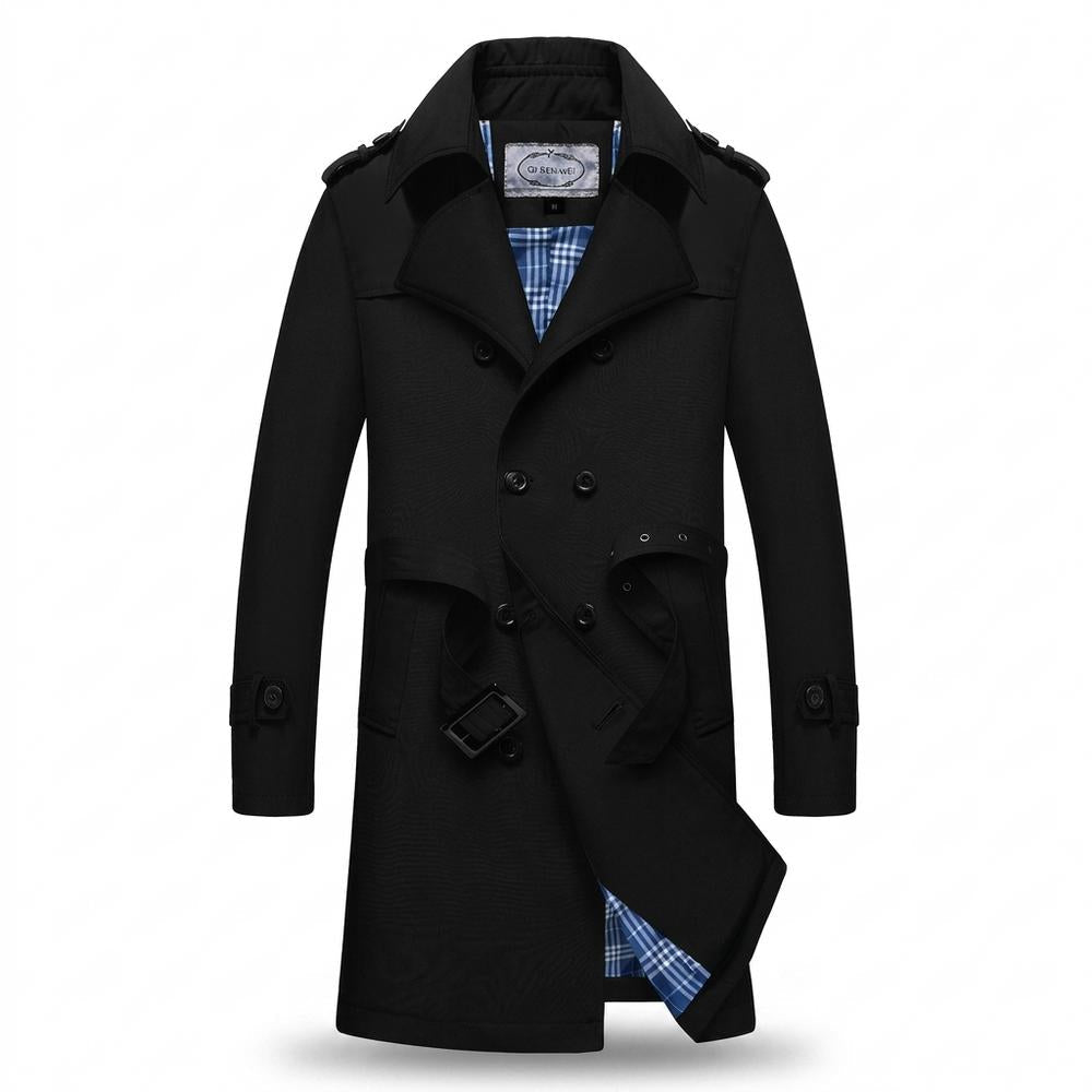 Allsaints Leather - Kaver | Double-Breasted Belted Coat Men