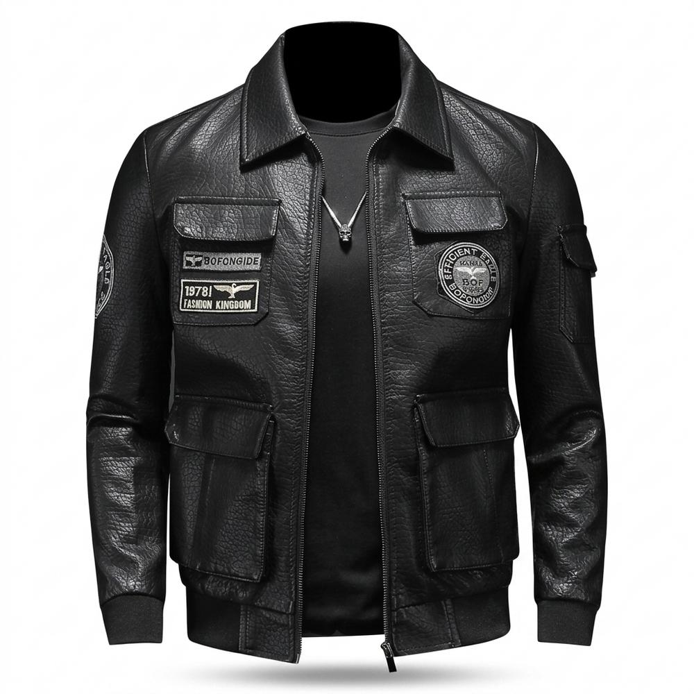 Allsaints Leather - Duror | Patched Zipped Leather Jacket Men