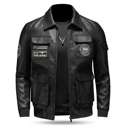 Allsaints Leather - Duror | Patched Zipped Leather Jacket Men